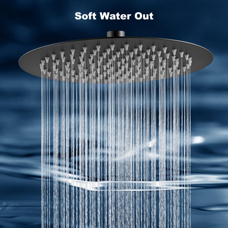 Midanya Round Rainfall Shower Head High Pressure Stainless Steel Waterfall Large Rain Shower Head Ultra Thin Design,Matte Black 10 Inch - Image 3